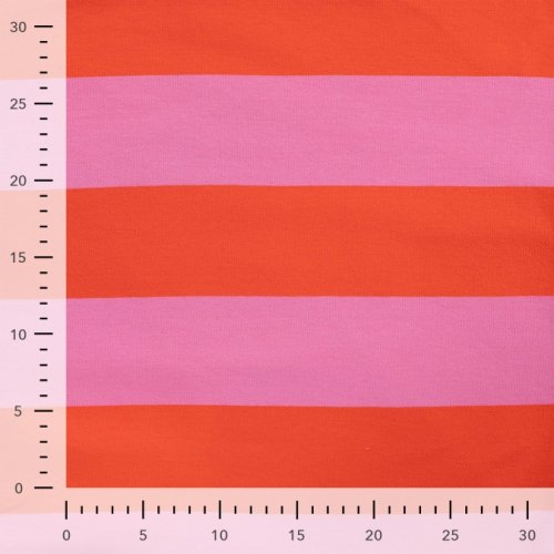 Preview: French Terry - Blockstreifen - orange/pink