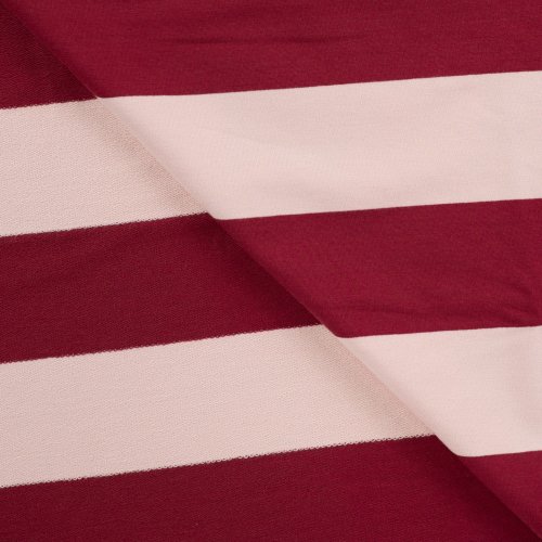 Preview: French Terry - Blockstreifen - bordeaux/nude