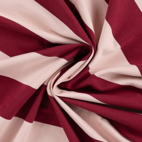 French Terry - Blockstreifen - bordeaux/nude