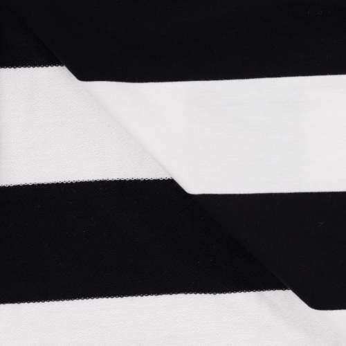 Preview: French Terry - Blockstreifen - black/white
