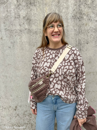 Preview: Jacquard Jersey - Emily Leo - naturweiß/peppercorn