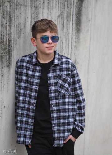 Baumwoll Flanell - Maverick - hellgrau/schwarz - Swafing