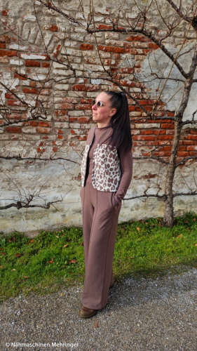 Preview: Jacquard Jersey - Emily Leo - peppercorn/naturweiß