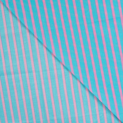 Preview: Baumwoll Voile - Stripe Love - rosa/türkis
