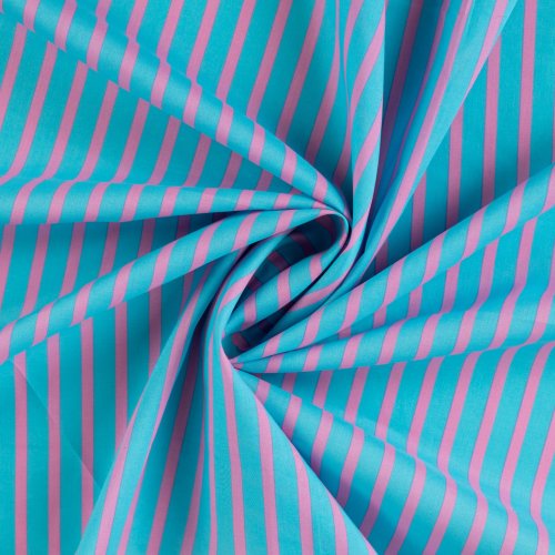 Baumwoll Voile - Stripe Love - rosa/türkis