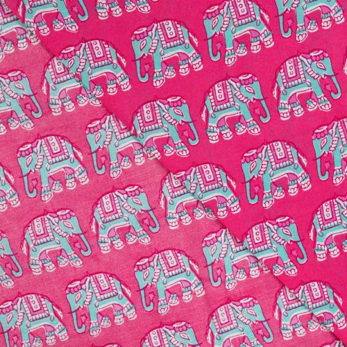 Preview: Baumwoll Voile - Elephant - fuchsia/türkis