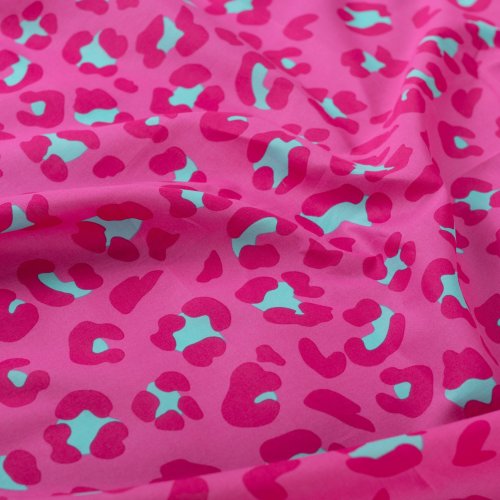 Preview: Baumwoll Voile - Ansas Leo - fuchsia/türkis