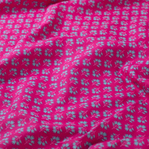 Preview: Baumwoll Voile - Charline Flowers - fuchsia/türkis