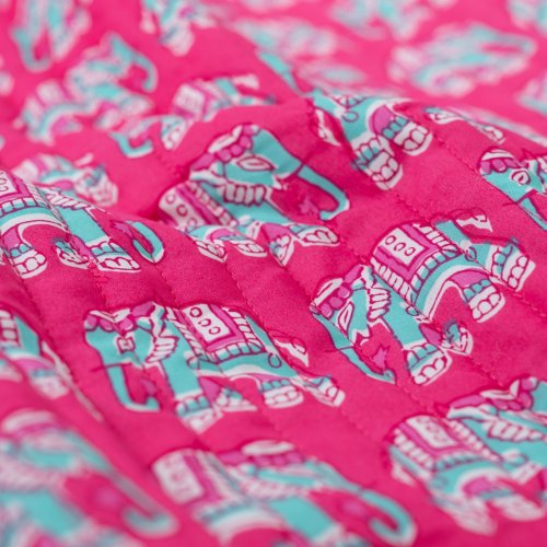 Preview: Doubleface Baumwoll Stepper - Nubia Elephant Flowers - fuchsia/türkis