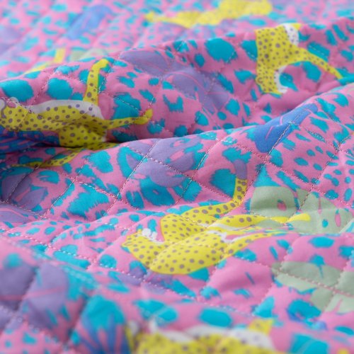 Preview: Doubleface Baumwoll Stepper - Zebra Leo - rosa/gelb