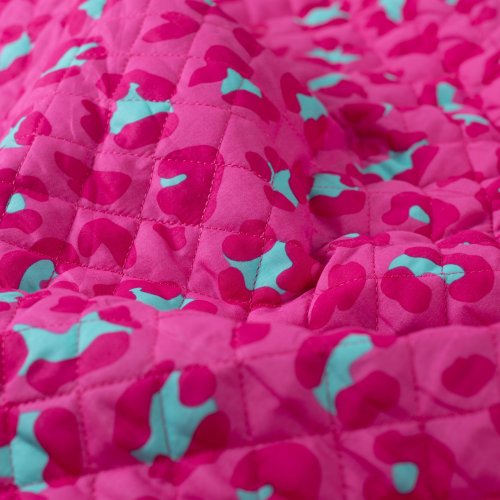Preview: Doubleface Baumwoll Stepper - Leo Blumen - pink/türkis