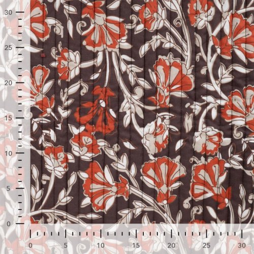 Preview: Doubleface Baumwoll Stepper - Moreen Flowers - brown/rost