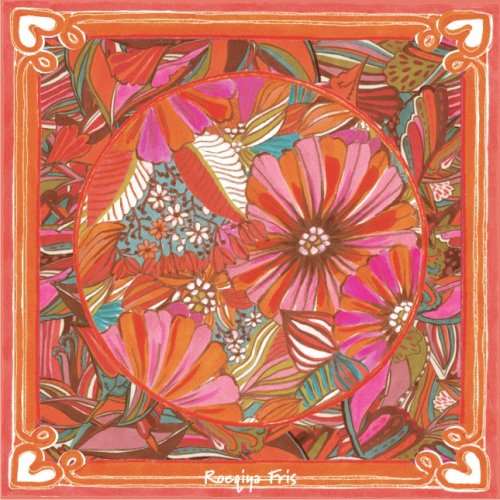 Viskose Panel - Flowers - orange/rose