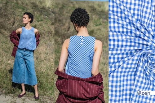 Baumwolle Seersucker - Checks blue/white - Fibremood No. 33