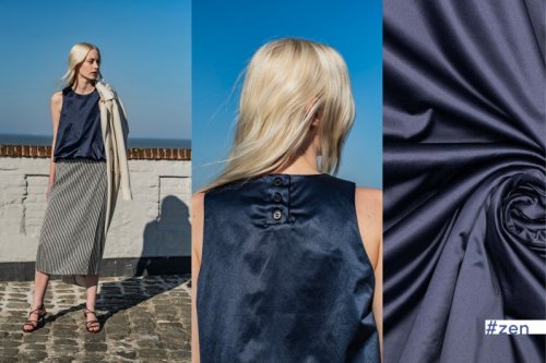 Baumwollsatin - brushed dark blue - Fibremood No. 33
