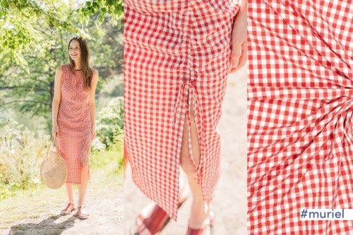 Baumwolle Seersucker - Checks red/white - Fibremood No. 34