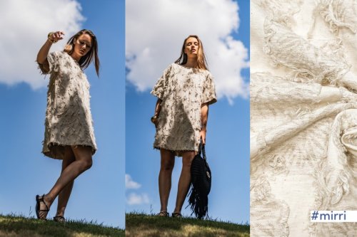 Baumwoll/Leinen - Jacquard Flower- creme - Fibremood No. 34