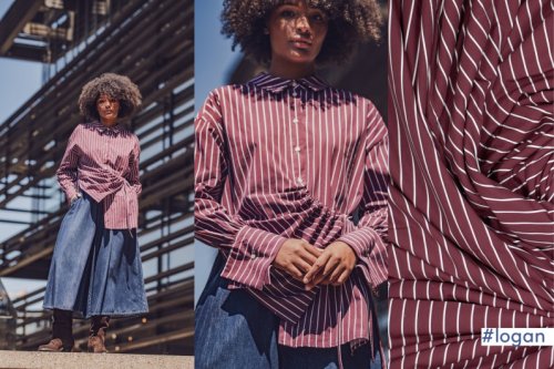 Baumwoll Popeline - stripes - bordeaux - Fibremood No. 35