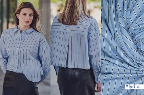 Baumwoll Popeline - stripes - blue/black - Fibremood No. 35