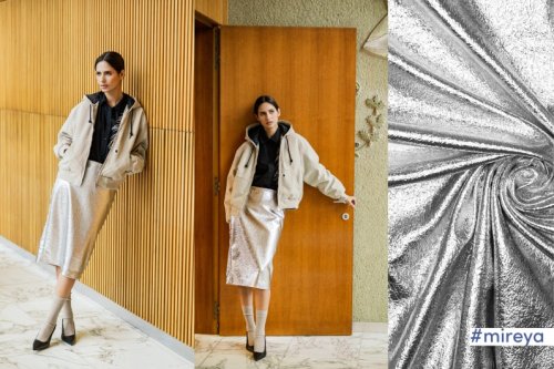 Folienstoff - crackle brushed - silber - Fibremood No. 36