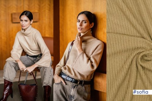 Grobstrick - beige/gold glitzer - Fibremood No. 36