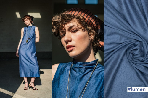 RESTSTÜCK 0,60m !!! - Tencel™ - Crinckle Jacquard - blue - Fibremood No. 38