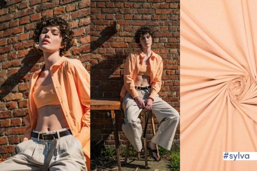 Baumwoll Popeline - stone washed - peach - Fibremood No. 38