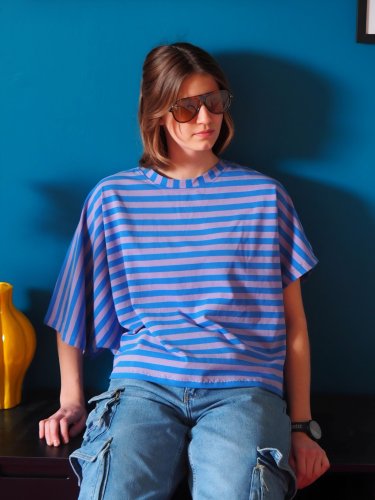 Preview: Bio Ringeljersey - A82/A04 - glicine/bluette - Summer Stripes - Hamburger Liebe - Albstoffe