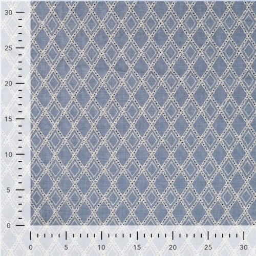Baumwoll Webware - Diamand - Embroderie - dusty blue