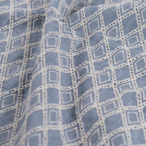 Preview: Baumwoll Webware - Diamand - Embroderie - dusty blue