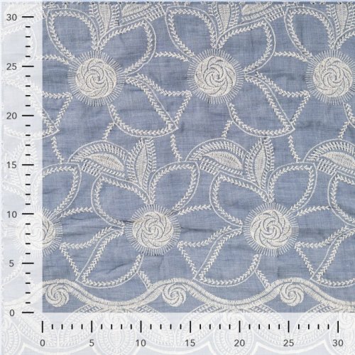 Baumwoll Webware - Betty Flowers - Embroderie - dusty blue