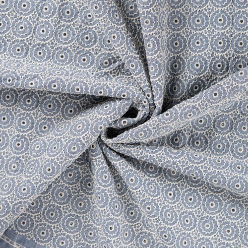 Baumwoll Webware - Circle - Embroderie - dusty blue