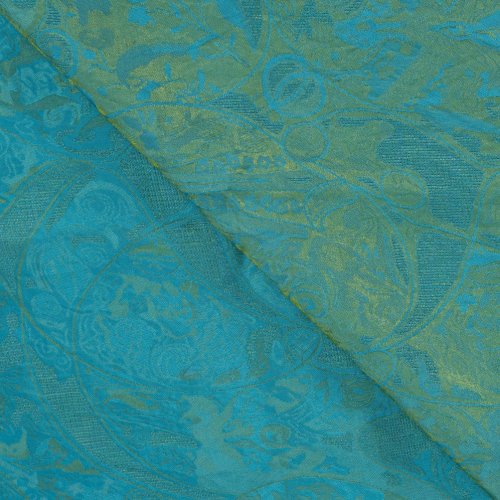 Preview: Silk Blended Jacquard - Elmira - türkis/gold