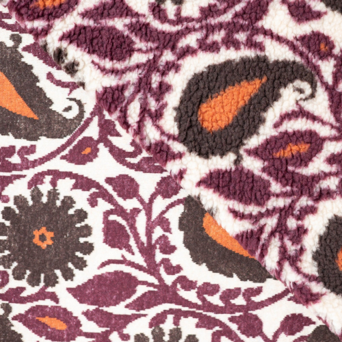 Preview: Teddy Plüsch - Mantelstoff - Paisley - bordeaux