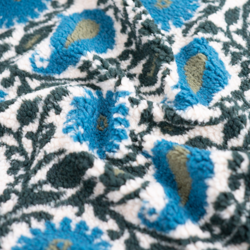 Preview: Teddy Plüsch - Mantelstoff - Paisley - petrol