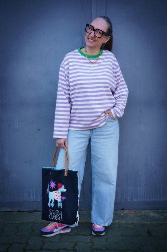 Preview: Bio Ringeljersey - A82/A17 - glicine/meringa - Summer Stripes - Hamburger Liebe - Albstoffe