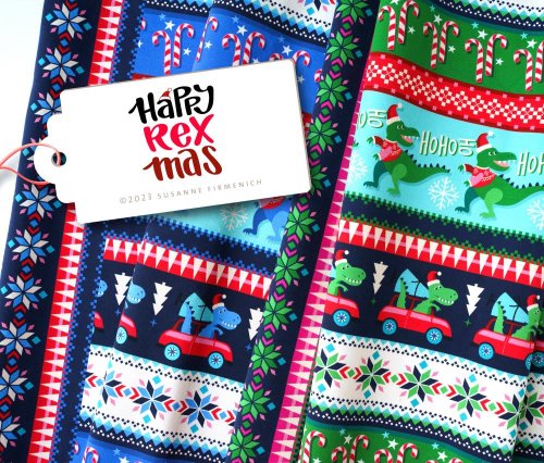 Preview: RESTSTÜCK 1,10m !!! - Bio Jersey - Happy REXmas - Col. 02 - green - REXmas - Hamburger Liebe - Albstoffe