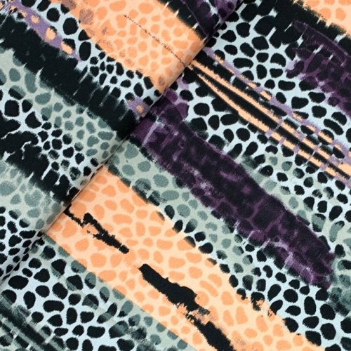 Viskosejersey - Selina - Streifen und Tupfen - apricot/schwarz - Swafing