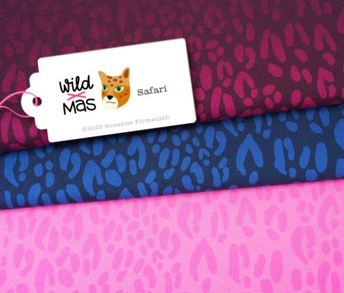 RESTSTÜCK 1,0m !!! - Bio Sweat - Safari Wild - Col. 02 Farbverlauf navy - Wild Xmas - Hamburger Liebe - Albstoffe