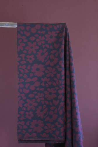 Baumwoll Jacquard - gewebt - Aster Bloom - pinot/dark navy - meetMilk