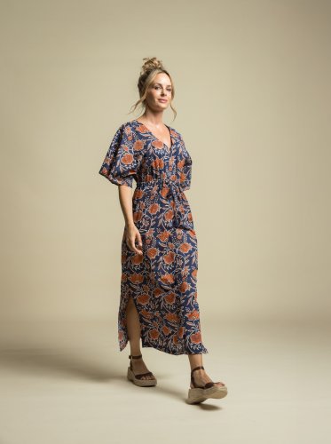 Preview: Baumwoll Voile - Donna Flowers - brown/rost