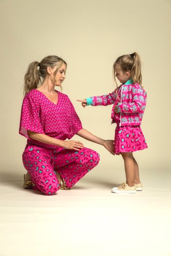 Preview: Baumwoll Voile - Ansas Leo - fuchsia/türkis