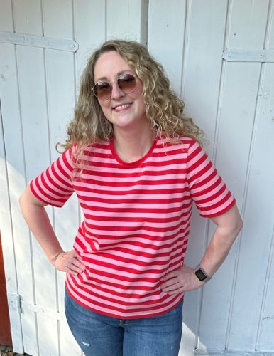 Bio Ringeljersey - A63/A03 - flamme/rosa scuro - Summer Stripes - Hamburger Liebe - Albstoffe