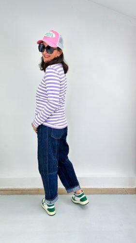 Preview: Bio Ringeljersey - A82/A17 - glicine/meringa - Summer Stripes - Hamburger Liebe - Albstoffe
