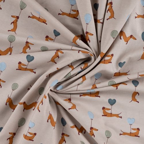 Preview: Jersey - Flying Wiener Dog - greige