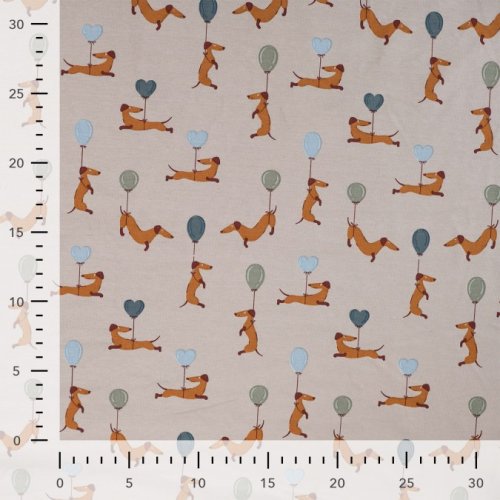 Preview: Jersey - Flying Wiener Dog - greige