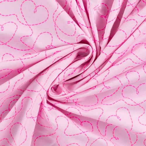 French Terry - Glitzer Heart - rosa/neon