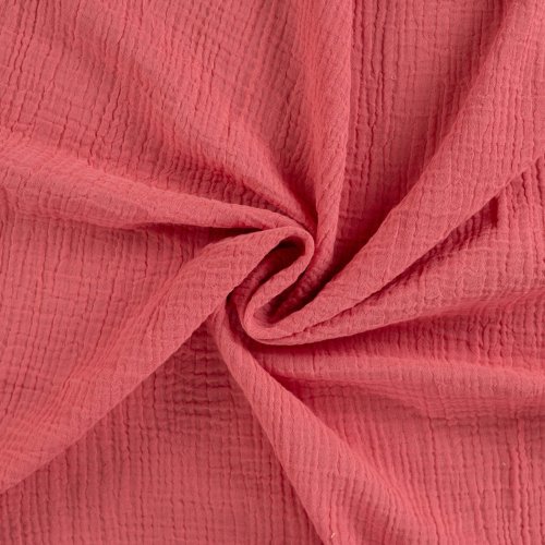 Preview: Doubleface Musselin - uni - salmon/rot