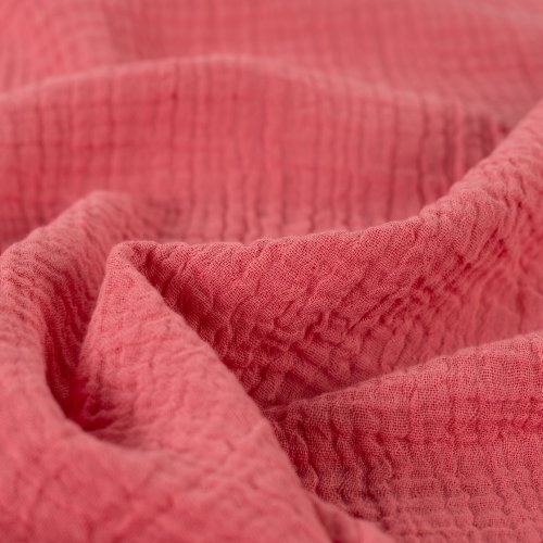 Preview: Doubleface Musselin - uni - salmon/rot
