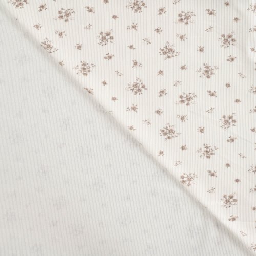 Ripp Jersey - Haley Flowers - ecru/dusty brown